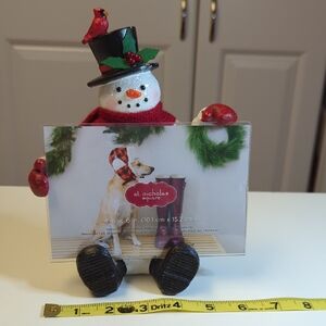 New St. Nicholas Square Snowman Photo Holder - Black and Red